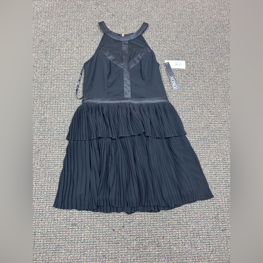 Black Tiered Pleated Dress